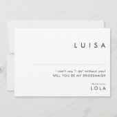 ミニマモダンリストの写真の花嫁の提案カード 招待状 (裏面)