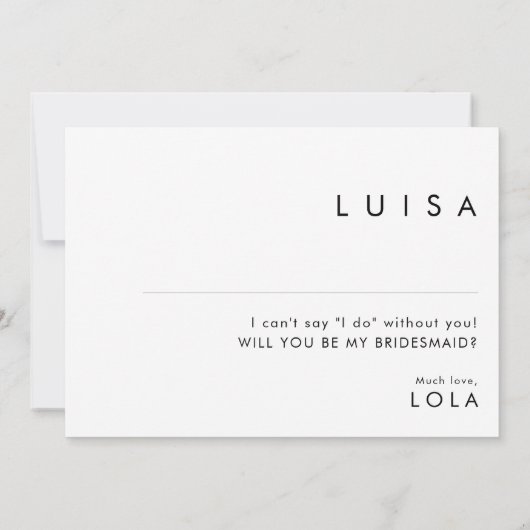 ミニマモダンリストの写真の花嫁の提案カード 招待状 (裏面)