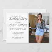 ミニマモダンリストの写真の誕生日パーティーへの招待 招待状 (正面)