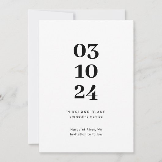 ミニマモダンリストの写真は日付を保存 招待状 (正面)