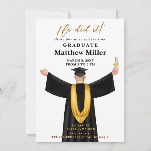 ミニマモダンリストの写真彼はそれを卒業した 招待状 (正面)