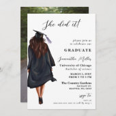 ミニマモダンリストの写真彼女はそれを卒業した 招待状 (正面/裏面)