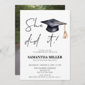 ミニマモダンリストの写真彼女はそれを卒業した 招待状 (正面/裏面)