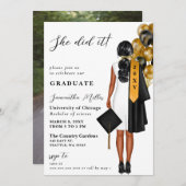 ミニマモダンリストの写真彼女はそれを卒業した 招待状 (正面/裏面)