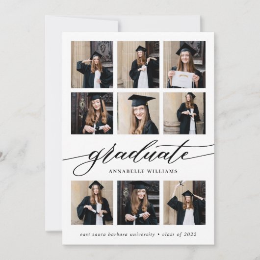 ミニマモダンリストの卒業写真コラージュ 案内状 (正面)