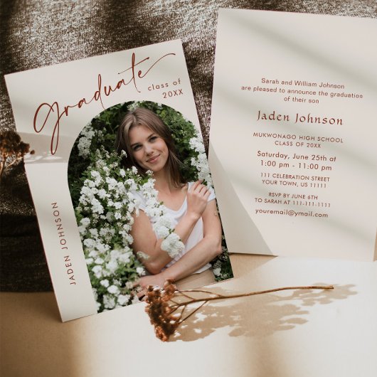 ミニマモダンリストの卒業写真卒業パーティー 招待状