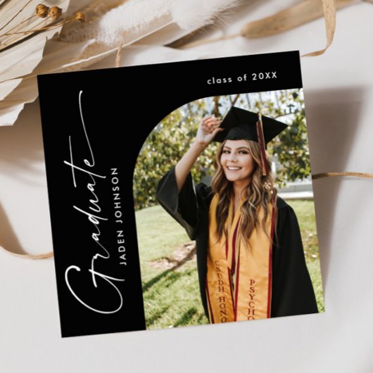 ミニマモダンリストの卒業写真卒業パーティー 招待状