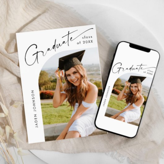 ミニマモダンリストの卒業写真卒業パーティー 招待状