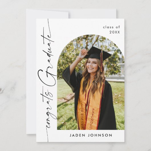 ミニマモダンリストの卒業写真卒業パーティー 招待状 (正面)