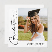 ミニマモダンリストの卒業写真卒業パーティー 招待状 (正面/裏面)