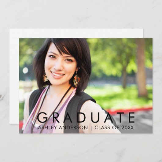 ミニマモダンリストの卒業写真 案内状 (正面/裏面)