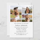 ミニマモダンリストの卒業4写真卒業パーティー 招待状 (裏面)