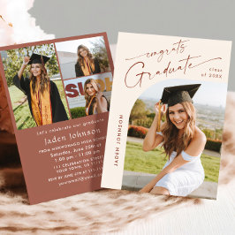 ミニマモダンリストの卒業4写真卒業パーティー 招待状