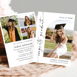 ミニマモダンリストの卒業4写真卒業パーティー 招待状