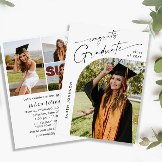 ミニマモダンリストの卒業4写真卒業パーティー 招待状