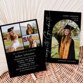 ミニマモダンリストの卒業4写真卒業パーティー 招待状