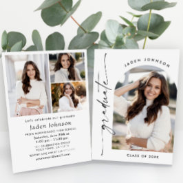 ミニマモダンリストの卒業4写真卒業パーティー 招待状