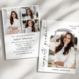 ミニマモダンリストの卒業4写真卒業パーティー 招待状