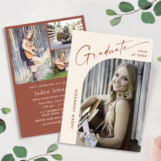 ミニマモダンリストの卒業4写真卒業パーティー 招待状