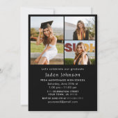 ミニマモダンリストの卒業4写真卒業パーティー 招待状 (裏面)