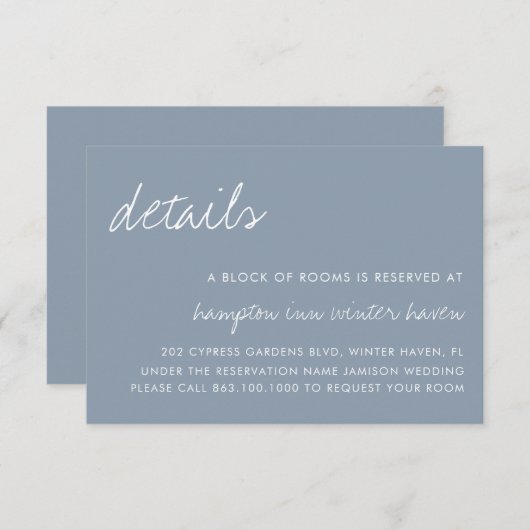 ミニマモダンリストの埃っぽい青い緑のエンクロージャカード 招待状 (正面/裏面)