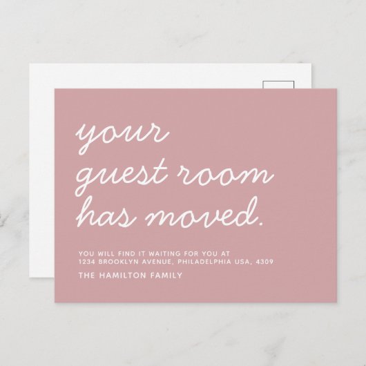 ミニマモダンリストの客室が移動 案内ポストカード (正面/裏面)