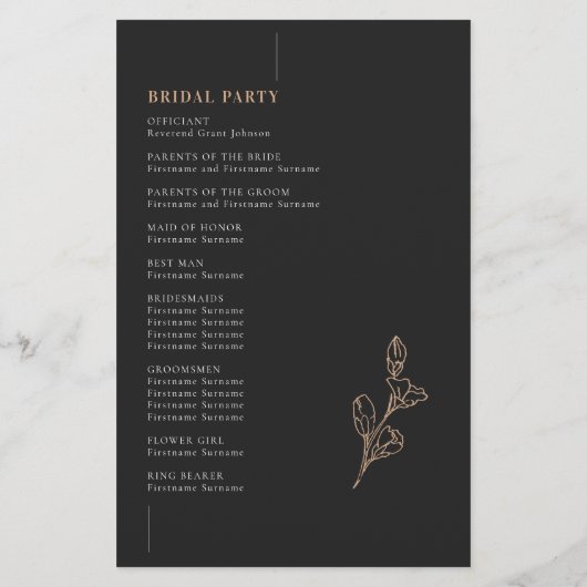 ミニマモダンリストの式結婚プログラム (裏面)