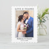 ミニマモダンリストの愛と感謝していの写真結婚。 サンキューカード (スタンド正面)