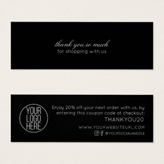 ミニマモダンリストの感謝してい顧客割引の挿入 (正面&裏面)