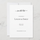 ミニマモダンリストの文字結婚式は日付カードを保存 セーブザデート (正面)