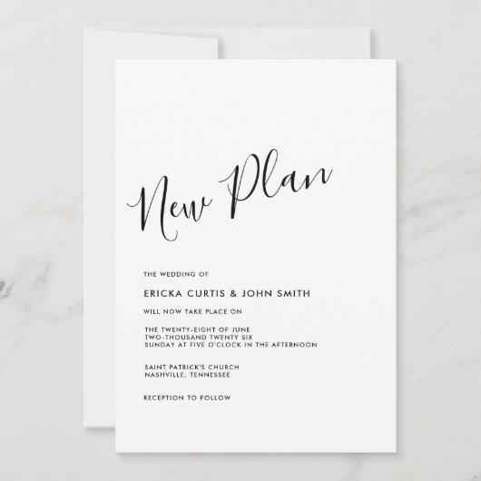 ミニマモダンリストの新しいプラン書道写真 招待状 (正面)