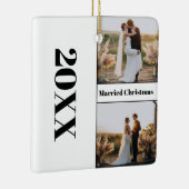 ミニマモダンリストの新しい結婚したクリスマス写真 セラミックオーナメント (右)