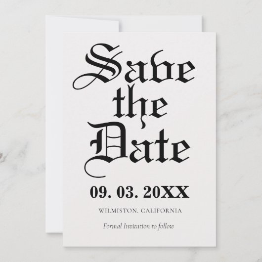 ミニマモダンリストの新聞結婚式は日付を保存 招待状 (裏面)