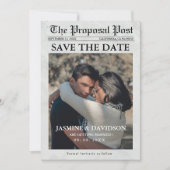 ミニマモダンリストの新聞結婚式は日付を保存 招待状 (正面)