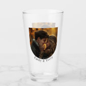 ミニマモダンリストの新郎新婦の結婚フォトビール タンブラーグラス (正面)