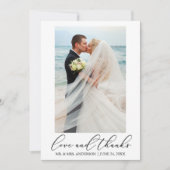 ミニマモダンリストの書結婚道の写真の愛 サンキューカード (正面)