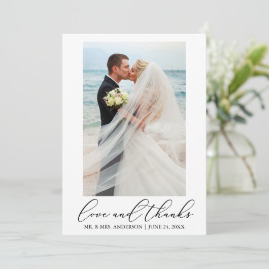 ミニマモダンリストの書結婚道の写真の愛 サンキューカード (スタンド正面)