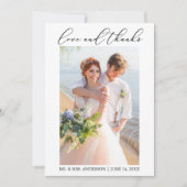 ミニマモダンリストの書結婚道の写真の愛 サンキューカード (正面)