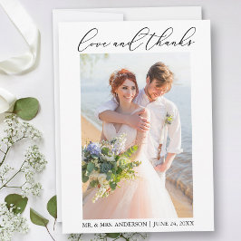 ミニマモダンリストの書結婚道の写真の愛 サンキューカード