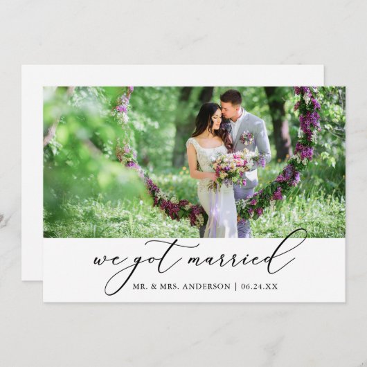 ミニマモダンリストの書結婚道の写真 案内状 (正面/裏面)