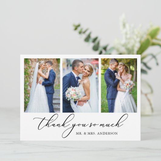 ミニマモダンリストの書結婚道の3枚の写真 サンキューカード (スタンド正面)