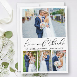 ミニマモダンリストの書結婚道の4つの写真の愛 サンキューカード