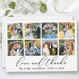 ミニマモダンリストの書結婚道の8つの写真の愛 サンキューカード