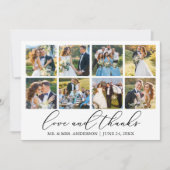 ミニマモダンリストの書結婚道の8つの写真の愛 サンキューカード (正面)