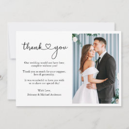 ミニマモダンリストの書道ス結婚クリプトのハート サンキューカード