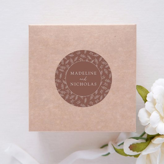 ミニマモダンリストの植物茶色のク結婚レイ ラウンドシール