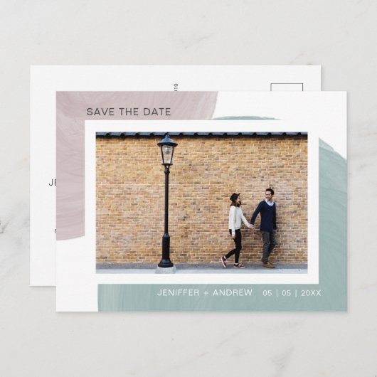 ミニマモダンリストの水彩写真の保存日付 ポストカード (正面/裏面)