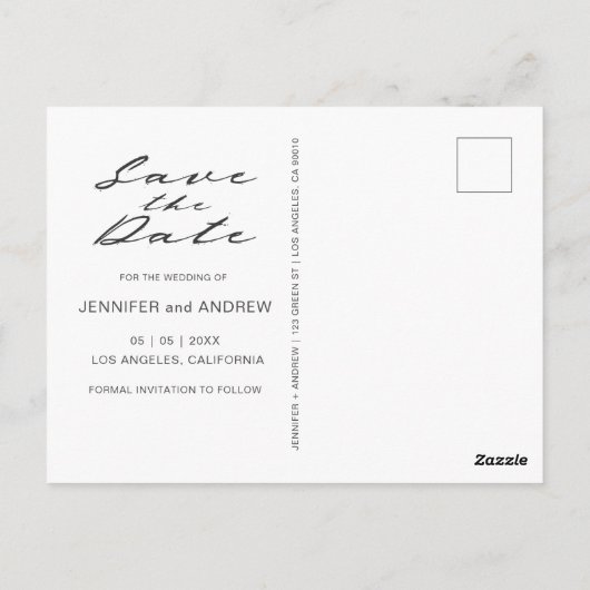 ミニマモダンリストの水彩写真の保存日付 ポストカード (裏面)