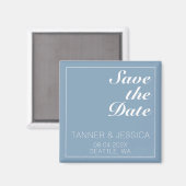 ミニマモダンリストの氷河ブルー&ホワイトの救日付 マグネット (正面/裏面)