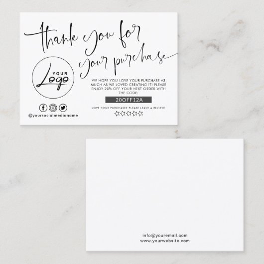 ミニマモダンリストの注文ありがとう名刺 名刺 (正面/裏面)